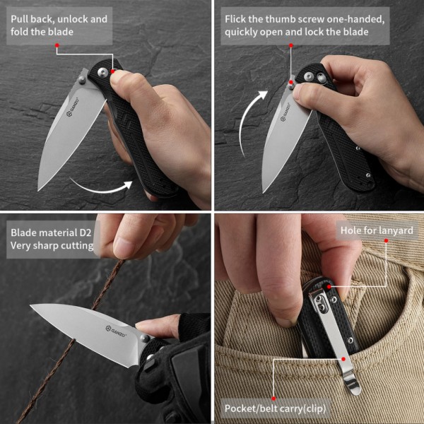 Нож складной Ganzo G771-BK черный