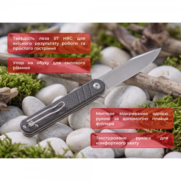 Ніж складаний туристичний Ganzo G772-BK (8.9 см) 8CR14 / G10 чорний