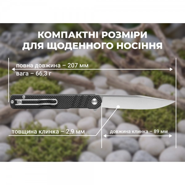 Ніж складаний туристичний Ganzo G772-BK (8.9 см) 8CR14 / G10 чорний