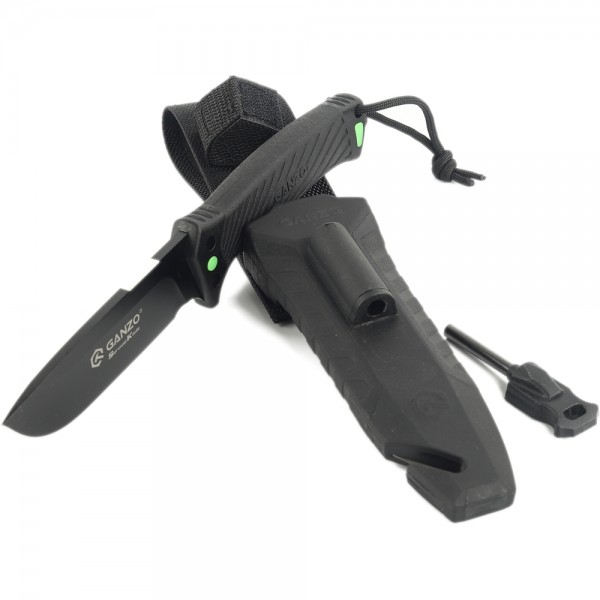 Ніж Ganzo G8012V2-BK чорний (G8012V2-BK) з паракордом 