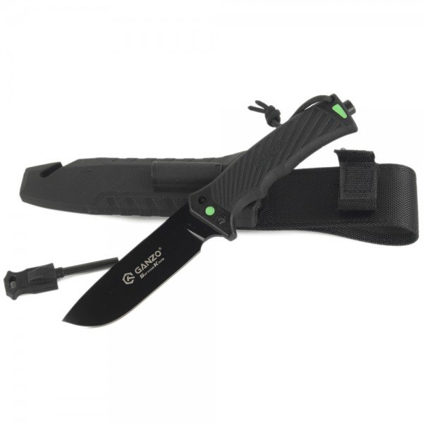 Ніж Ganzo G8012V2-BK чорний (G8012V2-BK) з паракордом 