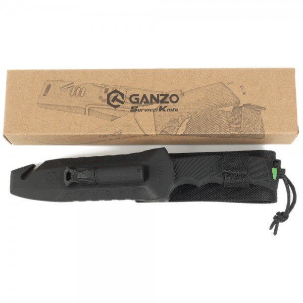 Ніж Ganzo G8012V2-BK чорний (G8012V2-BK) з паракордом 