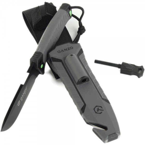 Нож Ganzo G8012V2-GY серый (G8012V2-GY) с паракордом 