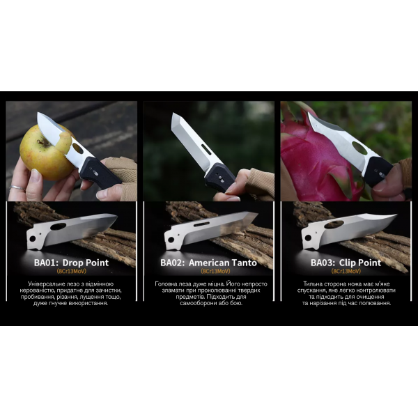 Ніж складаний Roxon S502U, чорний