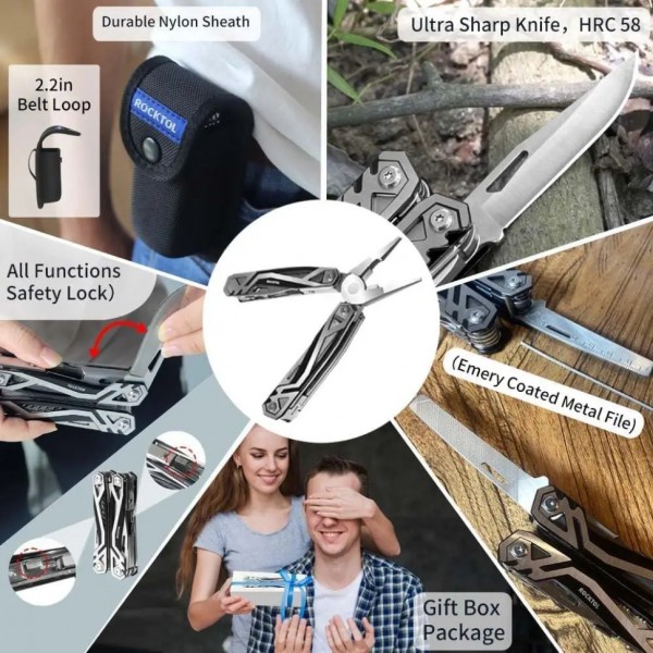 Мультитул Rocktol SK01  21-в-1 з нейлоновим з чохлом та бітами