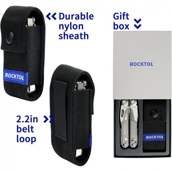 Мультитул Rocktol SK02 19-в-1 з титановим покриттям та нейлоновим чохлом в подарунковій коробці