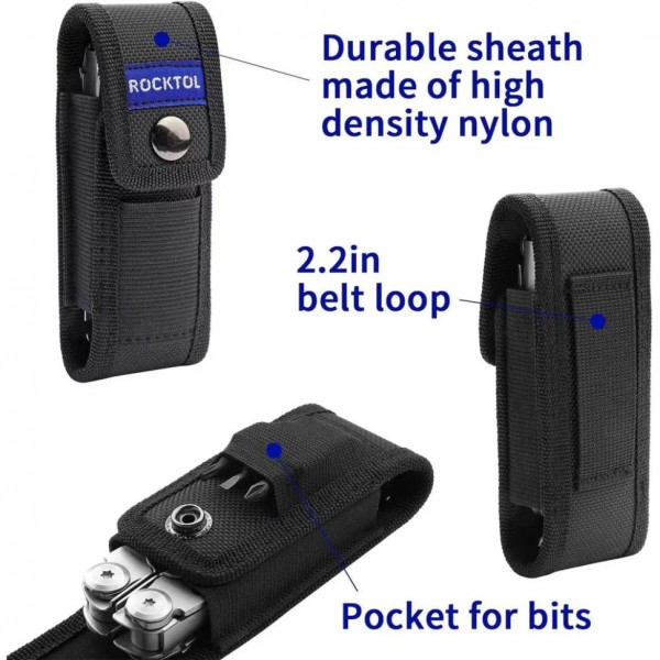 Мультитул Rocktol SK04 22-в-1 з нейлоновим чохлом, кресалом, свистком та бітами