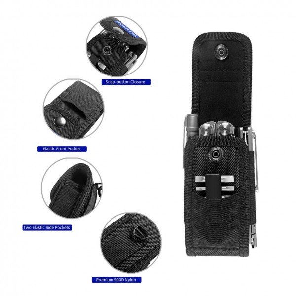 Нейлоновый чехол для мультитула Rocktol с карманами-резинками и карабином.