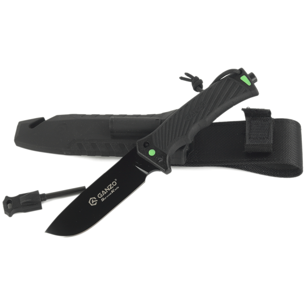 Ніж Ganzo G8012V2-BK чорний (G8012V2-BK) з паракордом 